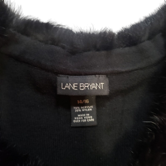 Vintage Lane Bryant Sweater 14/16 | Y2K Faux Fur Collar, Black Knit, Plus Size - Picture 5 of 6